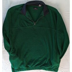 SRT MENS FLEECE. BOTTLE GREEN WITH NAVY COLLAR. SIZE L. A159
